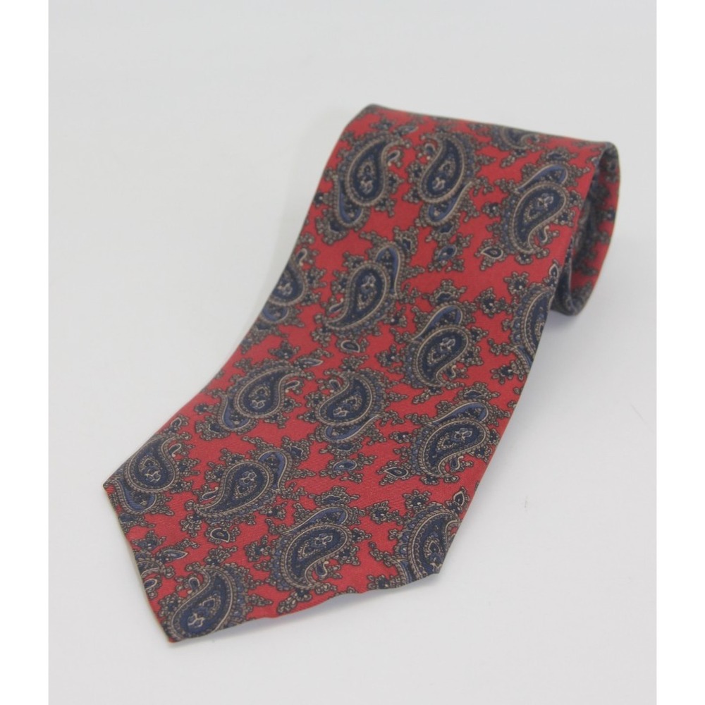 Bert Pulitzer Men's Paisley 100% Silk Tie Classic Pink Blue Old Money USA #883